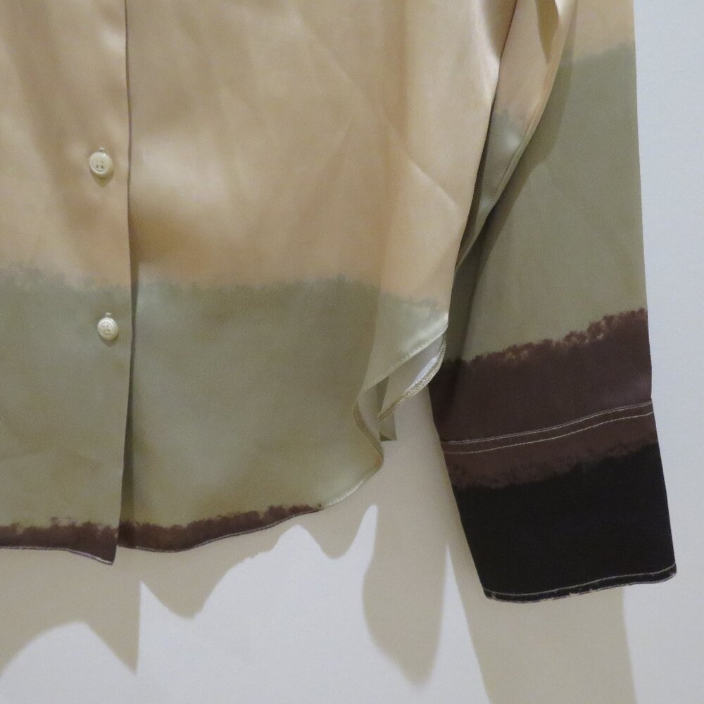 NANUSHKA Mandine Satin Shirt Watercolor Neutral Medium Minimalist Old Money - Picture 3 of 16